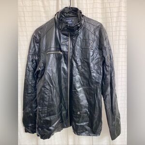 aowofs jacket Xxl Black Zip Edgy Men’s Faux Leather Riding Motor Going Out Party